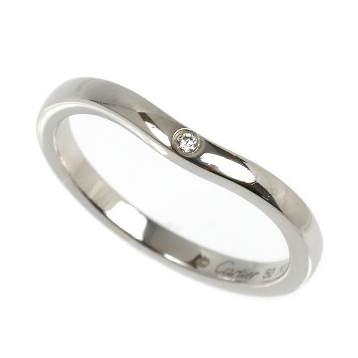 CARTIER カルティエ Pt950プラチナ バレリーナ カーブ ウェディング 3Pダイヤ リング・指輪 B4092950 ダイヤモンド 10号 50 3.0g レディース【中古】【美品】