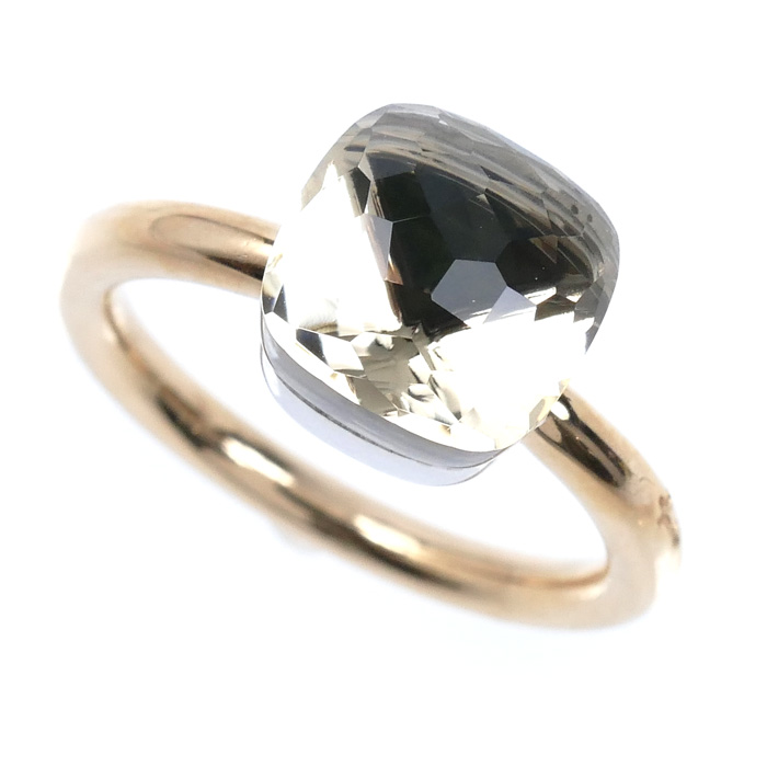 Pomellato ポメラート K18PG ピンクゴールド K18WG ホワイトゴールド ヌード プチ リング・指輪 PAB4030-O6000-000TB 8号 48 4.6g ホワイトトパーズ レディース【中古】【美品】