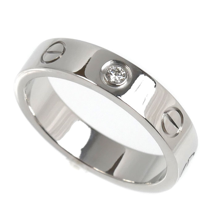 CARTIER カルティエ K18WG ホワイトゴールド ミニラブ 1Pダイヤ リング・指輪 B4050550 ダイヤモンド 10号 50 4.7g レディース【中古】【美品】
