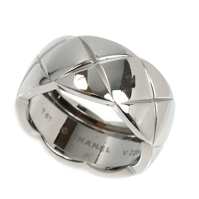 CHANEL シャネル K18WG ホワイトゴールド ココクラッシュ ラージ リング・指輪 J10573 21号 61 13.0g メンズ【中古】【美品】