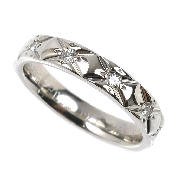 CHANEL シャネル Pt950プラチナ マトラッセ フルダイヤ 10PD リング・指輪 ダイヤモンド 9.5号 50 4.7g レディース【中古】【美品】