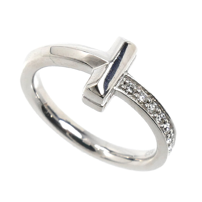 TIFFANY&Co. ティファニー K18WG ホワイトゴールド Tワン ナロー  リング・指輪 67795474 ダイヤモンド 7号 3.9g レディース【中古】【美品】