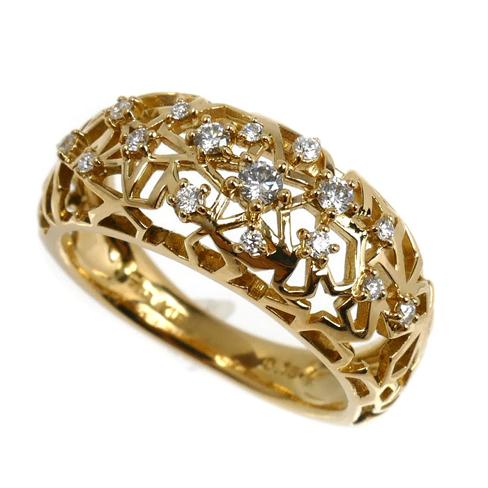 STAR JEWELRY スタージュエリー K18YG イエローゴールド リング・指輪 ダイヤモンド0.15ct 9号 4.0g レディース【中古】