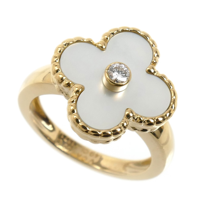 Van Cleef & Arpels ヴァンクリーフ＆アーペル K18YG イエローゴールド ヴィンテージアルハンブラ シェルダイヤ  リング・指輪 VCARA41149 ダイヤモンド 9号 49 6.2g レディース【中古】【美品】