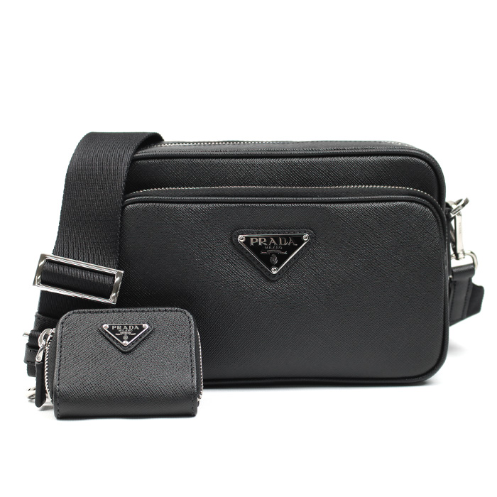 PRADA プラダ サフィアーノ レザー  ショルダーバッグ ブラック 2VH170_9Z2_F0002  ユニセックス【中古】【美品】