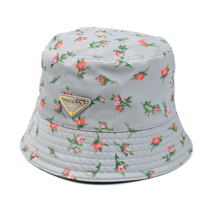PRADA プラダ Re-Nylon テスート ローズ  ぺルラ ハット ブルーグレー 1HC137 2C6E F0164 M レディース【中古】【美品】