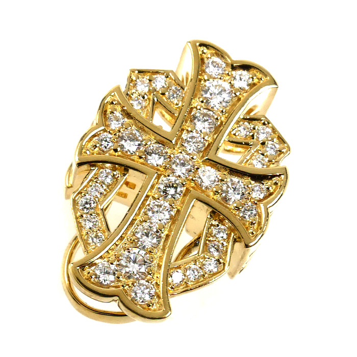 ゆきざき K18YG イエローゴールド ダブルトップ ペンダントトップ W50120.12.6.5 ダイヤ0.52ct 6.0g レディース【中古】【美品】