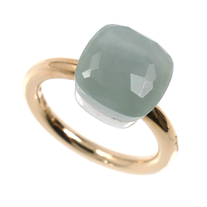 Pomellato ポメラート K18PG ピンクゴールド K18WG ホワイトゴールド ヌード クラシック  リング・指輪 アクアマリン 11号 7.4g スモーキー レディース【中古】【美品】