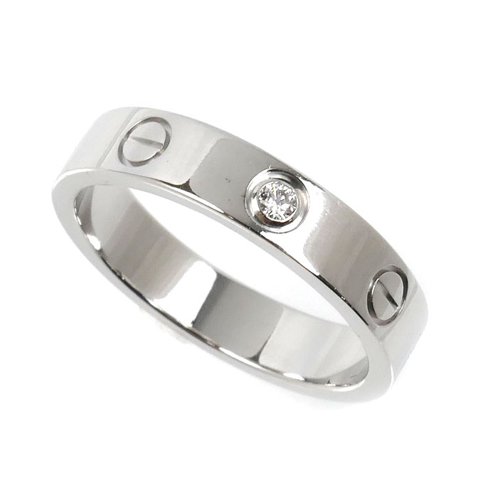 CARTIER カルティエ K18WG ホワイトゴールド ミニラブ 1Pダイヤ リング・指輪 B4050552 ダイヤモンド 12号 52 4.8g レディース【中古】【美品】