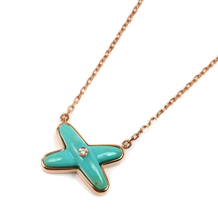 Chaumet ショーメ K18PG ピンクゴールド ジュ ドゥ リアン ネックレス 082932 ダイヤモンド ターコイズ 2.9g 38/40/42cm レディース【中古】