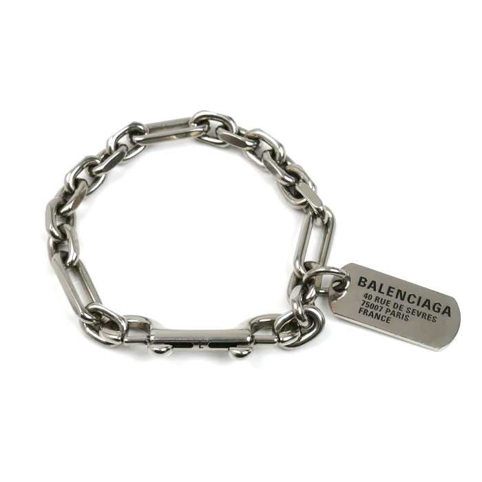 BALENCIAGA バレンシアガ ブラス TGAS カラビナ ドッグタグ ブレスレット 792886 L 23cm メンズ【中古】