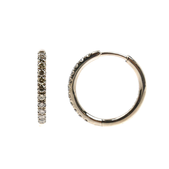 カシケイ K18BG ライン ピアス BL003 ダイヤモンド0.19ct/0.19ct 3.6g レディース【中古】【美品】