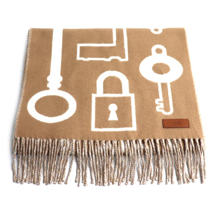 HERMES エルメス カザック キー コレクション マフラー ベージュ アイボリー H259142S レディース【中古】【美品】