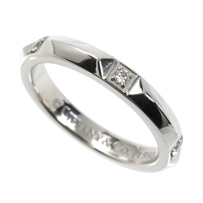 TIFFANY&Co. ティファニー Pt950プラチナ トゥルーバンド ダイヤ リング・指輪 67133617 ダイヤモンド 4号 4.0g レディース【中古】【美品】