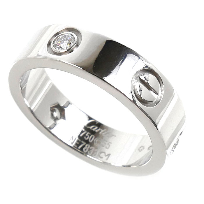 CARTIER カルティエ K18WG ホワイトゴールド ラブ ハーフ ダイヤ リング・指輪 B4032555 ダイヤモンド 14.5号 55 9.2g レディース【中古】