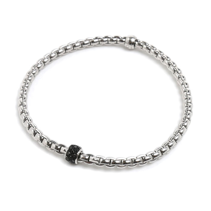 フォッぺ K18WG ホワイトゴールド EKA TINY FLEX’IT  ブレスレット 733BPAVENL ブラックダイヤモンド0.20ct 9.4g ユニセックス【中古】【美品】