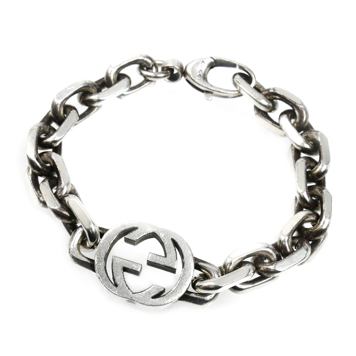 GUCCI グッチ シルバー925 インターロッキングG ブレスレット ‎627068 J8400 0728 43.0g メンズ【中古】