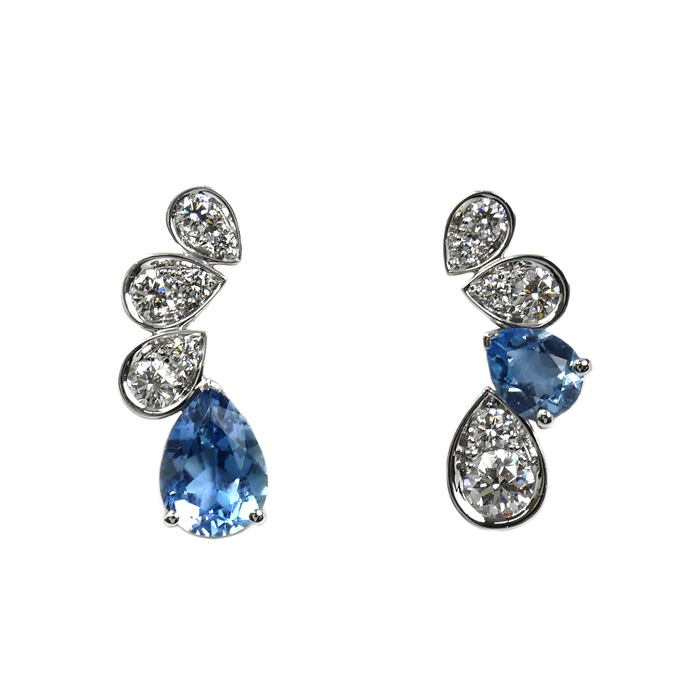 Chaumet ショーメ K18WG ホワイトゴールド ジョゼフィーヌ ロンド デグレット ピアス 084377 アクアマリン ダイヤモンド 3.6g レディース【中古】【美品】