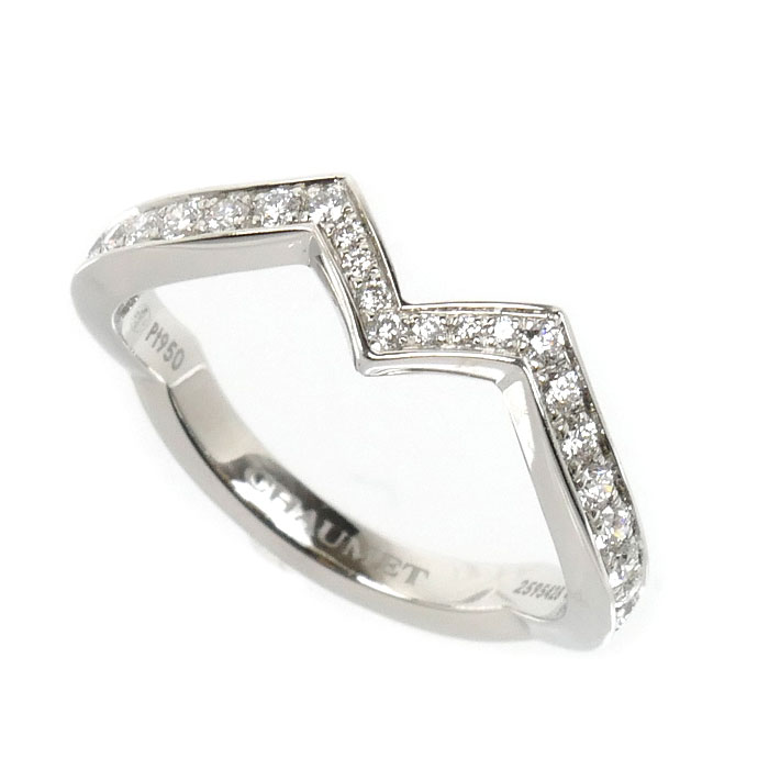Chaumet ショーメ Pt950プラチナ ジョゼフィーヌ アムール デ グレット バンドーリング リング・指輪 083760 ダイヤモンド 8号 48 3.3g レディース【中古】【美品】