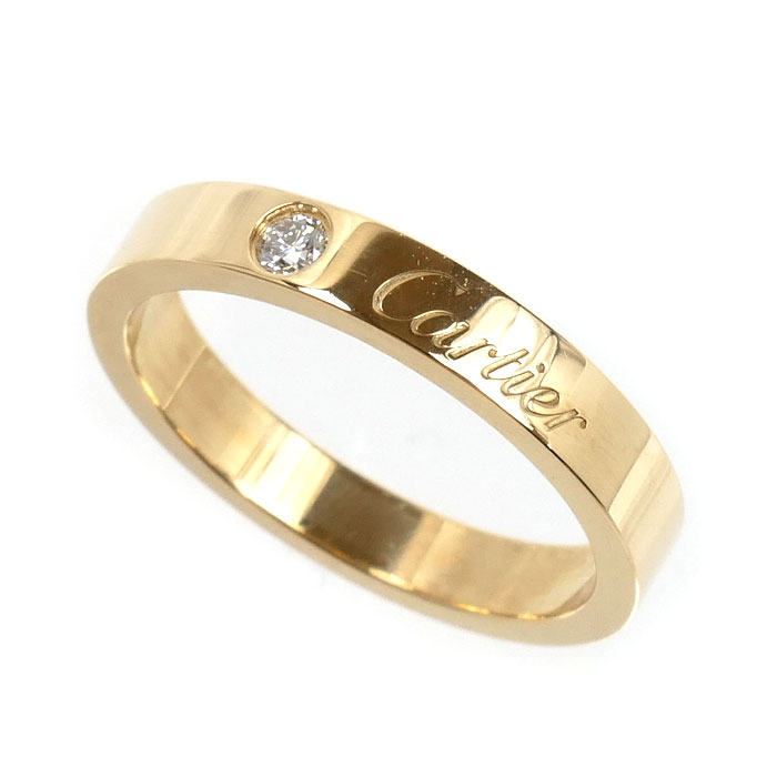 CARTIER カルティエ K18YG イエローゴールド エングレーブド 1Pダイヤ リング・指輪 B4243150 ダイヤモンド 10号 50 3.7g レディース【中古】【美品】