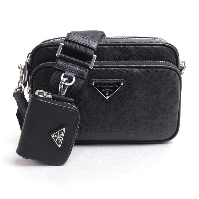 PRADA プラダ サフィアーノ トラベル ショルダーバッグ ブラック 2VH170_9Z2_F0002_V_OOO IC ユニセックス【中古】【美品】