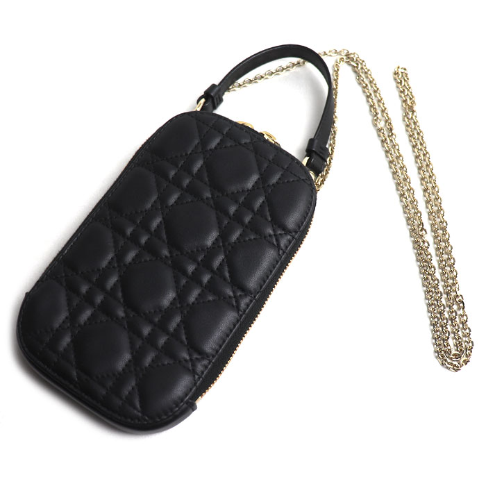 Dior ディオール カナージュ フォンポーチ 2Wayショルダーバッグ ブラック S0872ONMJ_M900 レディース【中古】【美品】