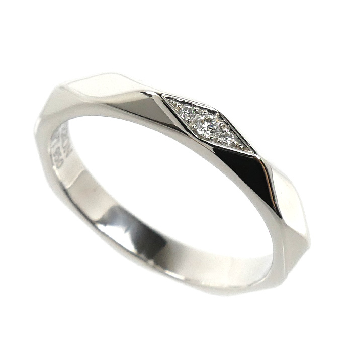 Boucheron ブシュロン Pt950プラチナ ファセット ダイヤ ミディアム リング・指輪 JAL00090 ダイヤモンド 9号 49 4.2g レディース【中古】【美品】