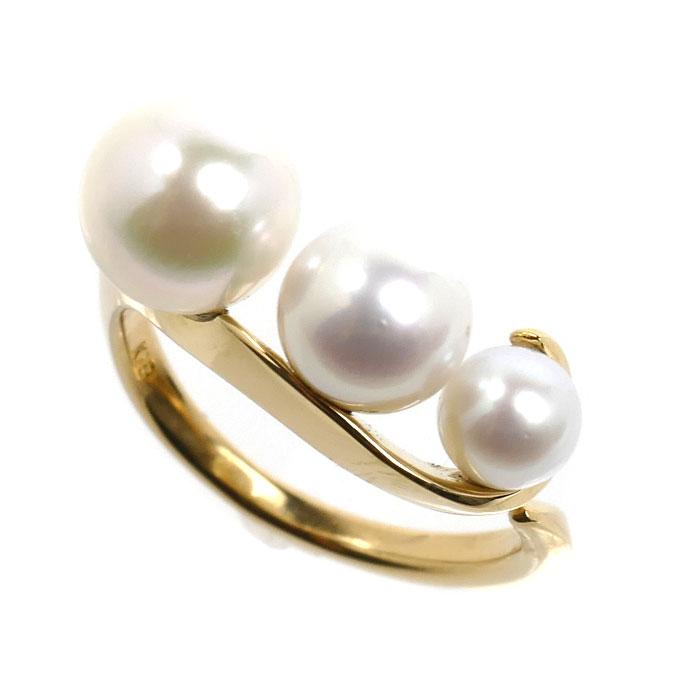 STAR JEWELRY スタージュエリー K18YG イエローゴールド リング・指輪 パール約4.5～7.0mm 7号 3.1g レディース【中古】
