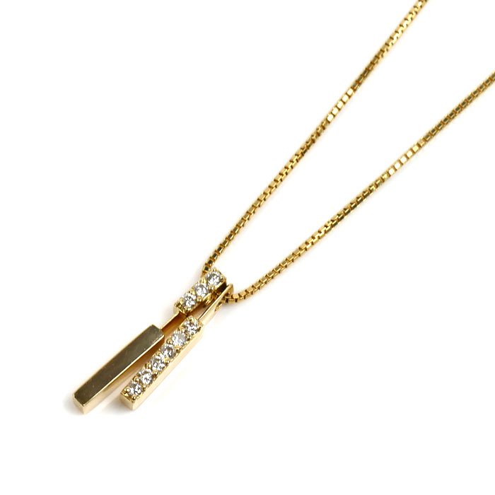 STAR JEWELRY スタージュエリー K18YG イエローゴールド ネックレス ダイヤモンド0.09ct 3.0g 39.5cm レディース【中古】
