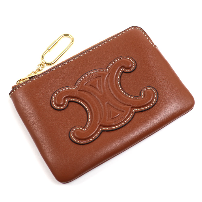 CELINE セリーヌ トリオンフ  コインケース ブラウン 10C663DR8.04LU レディース【中古】【美品】