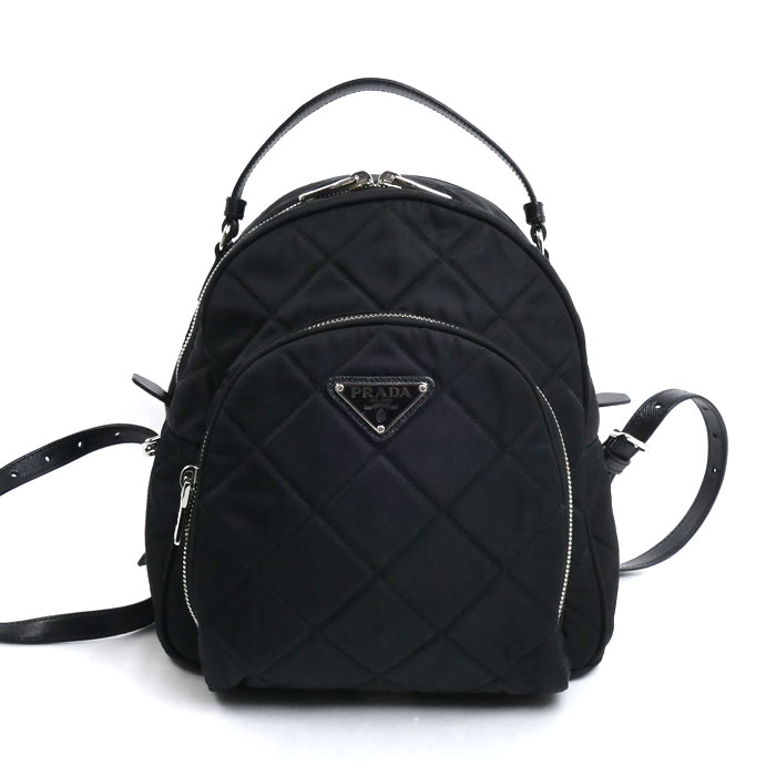 PRADA プラダ テスート インプントゥ リュック・デイパック ブラック 1BZ066 2AS3 F0002 レディース【中古】