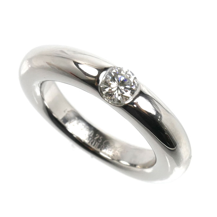 CARTIER カルティエ K18WG ホワイトゴールド エリプス  リング・指輪 ダイヤモンド0.25ct 8号 48 9.6g レディース【中古】【美品】