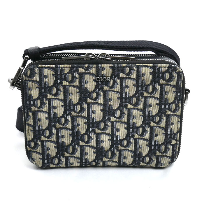 Dior ディオール オブリーク ジャガード ショルダーバッグ ベージュ/ネイビー 2OBBC119YSE_H05E メンズ【中古】【美品】