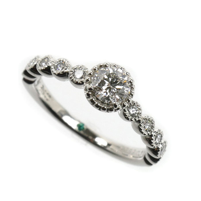 Ponte Vecchio ポンテヴェキオ Pt900プラチナ ミルアモーレ リング・指輪 NG1201E025WDMM ダイヤモンド0.259ct/0.15ct 7号 3.5g レディース【中古】【美品】