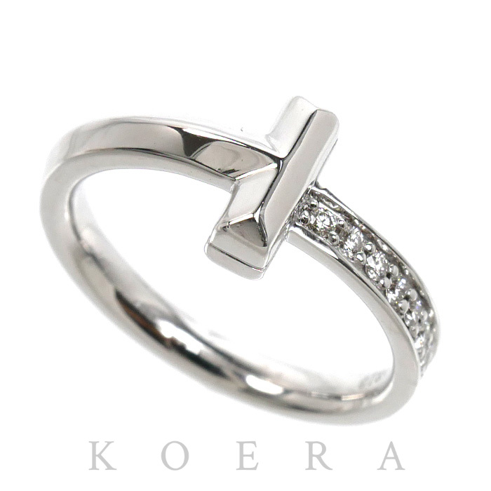 TIFFANY&Co. ティファニー K18WG ホワイトゴールド Tワン ナロー ダイヤ リング・指輪 67795490 ダイヤモンド0.07ct 8号 4.0g レディース【中古】【美品】