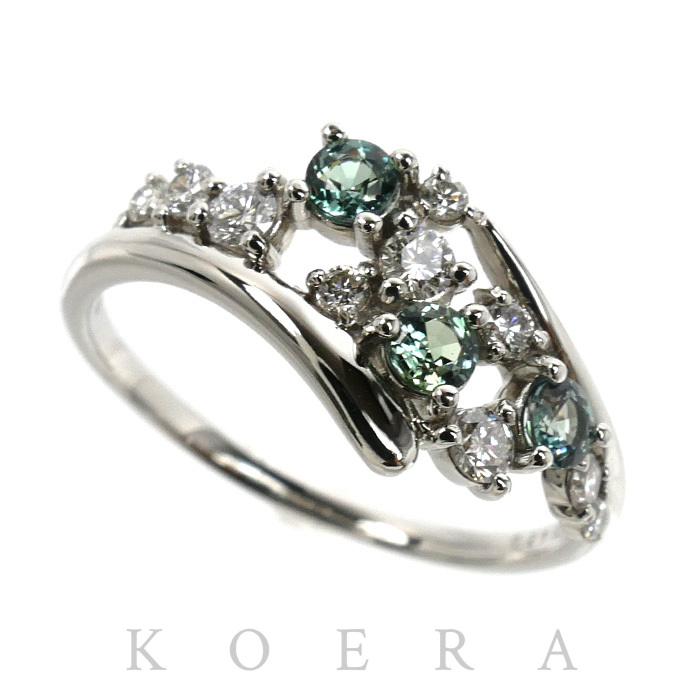 Pt900プラチナ リング・指輪 アレキサンドライト0.27ct ダイヤモンド0.23ct 12号 3.0g レディース【中古】【美品】