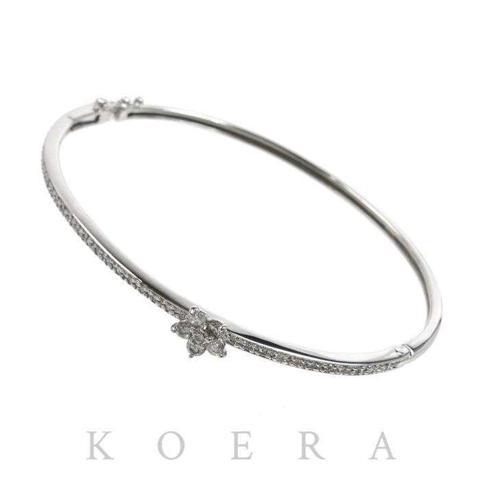 Ponte Vecchio ポンテヴェキオ K18WG ホワイトゴールド ブレスレット ダイヤモンド0.61ct 10.1g バングル レディース【中古】【美品】