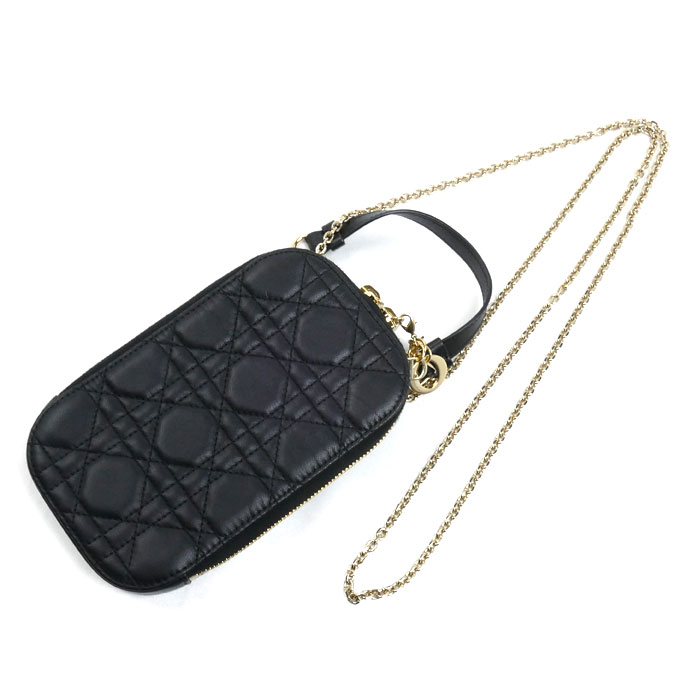 Dior ディオール レディディオール カナージュ フォンホルダー 2Wayショルダーバッグ ブラック S0872ONMJ_M900 レディース【中古】