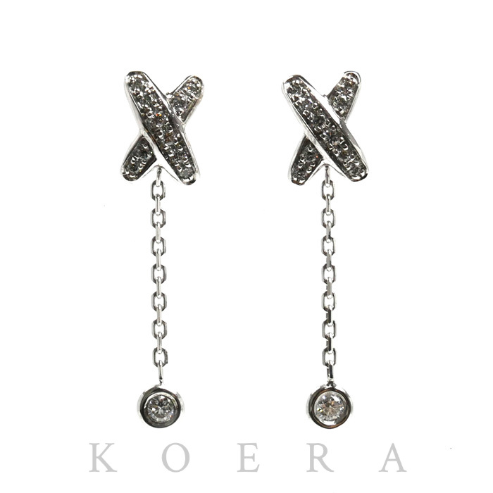 Chaumet ショーメ K18WG ホワイトゴールド ジュ ドゥ リアン ピアス 082225 ダイヤモンド 2.0g レディース【中古】