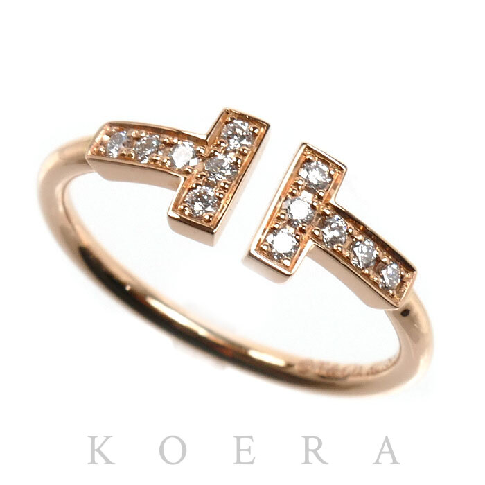 TIFFANY&Co. ティファニー K18PG ピンクゴールド Tワイヤー  リング・指輪 ダイヤモンド 11.5号 2.3g レディース【中古】