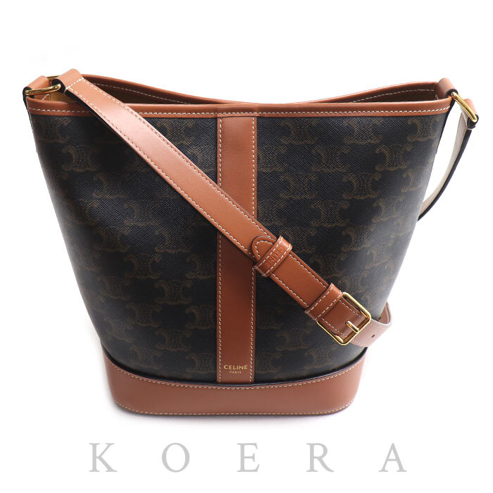 CELINE セリーヌ トリオンフ スモールバスケット ショルダーバッグ タン 191442CAS.04LU レディース【中古】【美品】