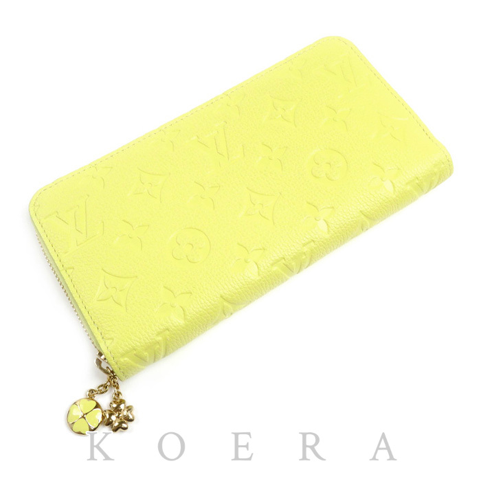 LOUIS VUITTON ルイ・ヴィトン ジッピーウォレット 長財布 モノグラムアンプラント シトラス/ライトブルー M27504 日本限定 レディース【中古】【極美品】