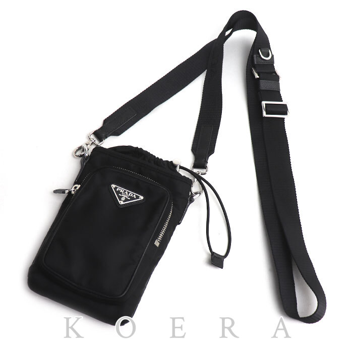 PRADA プラダ テスート Re-Nylon スマートフォンケース ショルダーバッグ ブラック 2ZH155_2DMI_F0002 ユニセックス【中古】