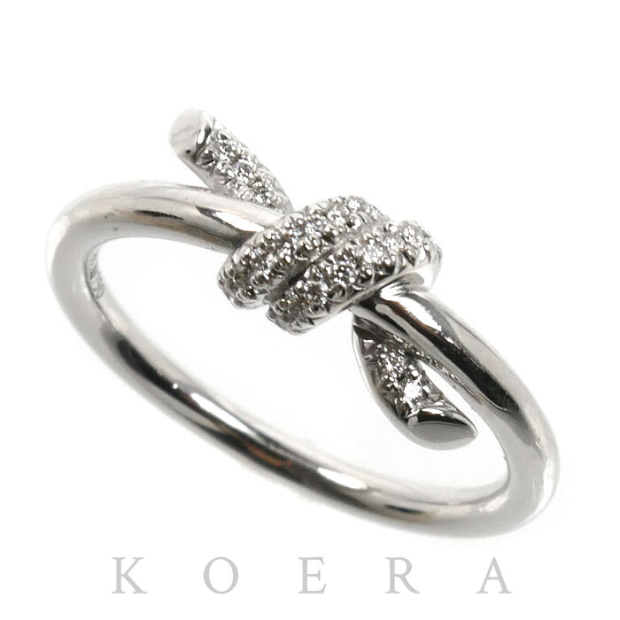 TIFFANY&Co. ティファニー K18WG ホワイトゴールド ノット リング・指輪 ダイヤモンド 10号 3.7g レディース【中古】【美品】