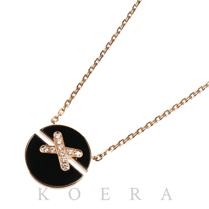 Chaumet ショーメ K18PG ピンクゴールド ジュ ドゥ リアン ハーモニー スモール ネックレス 084426 オニキス ダイヤモンド 4.5g 38/40/42cm レディース【中古】【美品】