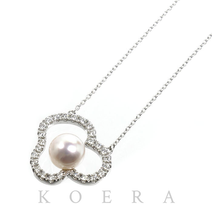 TASAKI タサキ K18WG ホワイトゴールド チャンツ ネックレス P-16676-18KWG アコヤパール約8.0mm ダイヤモンド0.34ct 5.7g 40～45cm レディース【中古】【美品】