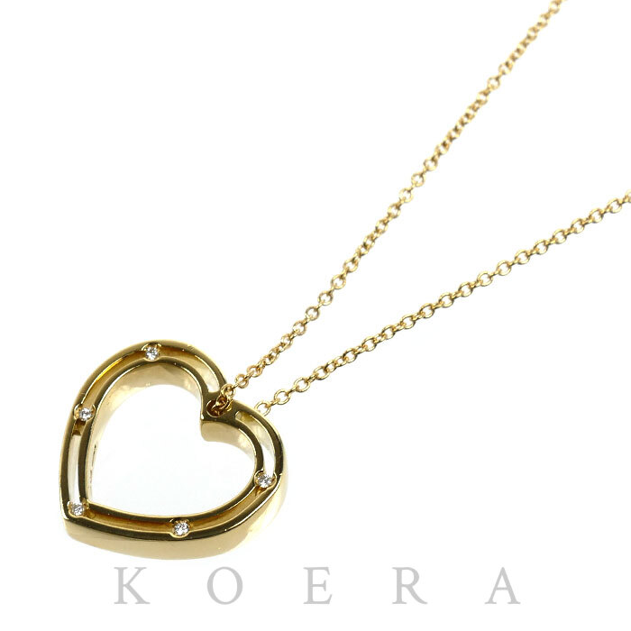 Damiani ダミアーニ K18YG イエローゴールド Dサイド  ハート ネックレス ダイヤモンド 8.0g 41/49cm レディース【中古】