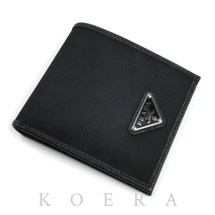 PRADA プラダ テスート トライアングルロゴ 二つ折り財布 ブラック 2MO738 メンズ【未使用】【買取品】