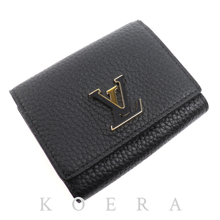 LOUIS VUITTON ルイ・ヴィトン ポルトフォイユ・カプシーヌ タイニー 二つ折り財布 ノワール M12149 IC レディース【中古】【美品】