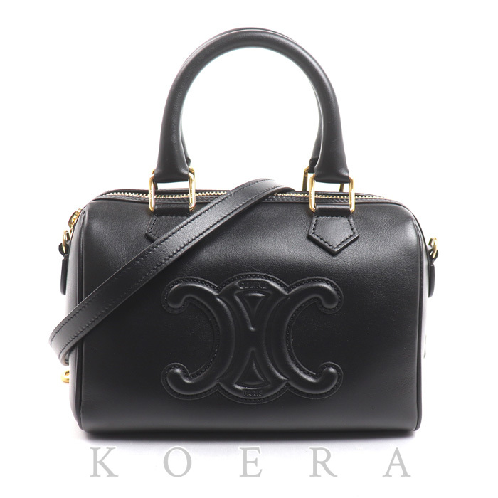 CELINE セリーヌ キュイル トリオンフ スモールボストン 2Wayショルダーバッグ ブラック 113773DU3.38NO レディース【中古】【美品】
